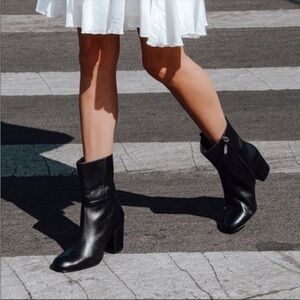 Seychelles black leather booties high rise